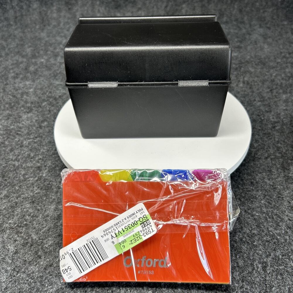 Vintage Oxford 3x5 Index Card Box Bundle Poly A-Z Dividers Black Plastic 1996 - Picture 5 of 10